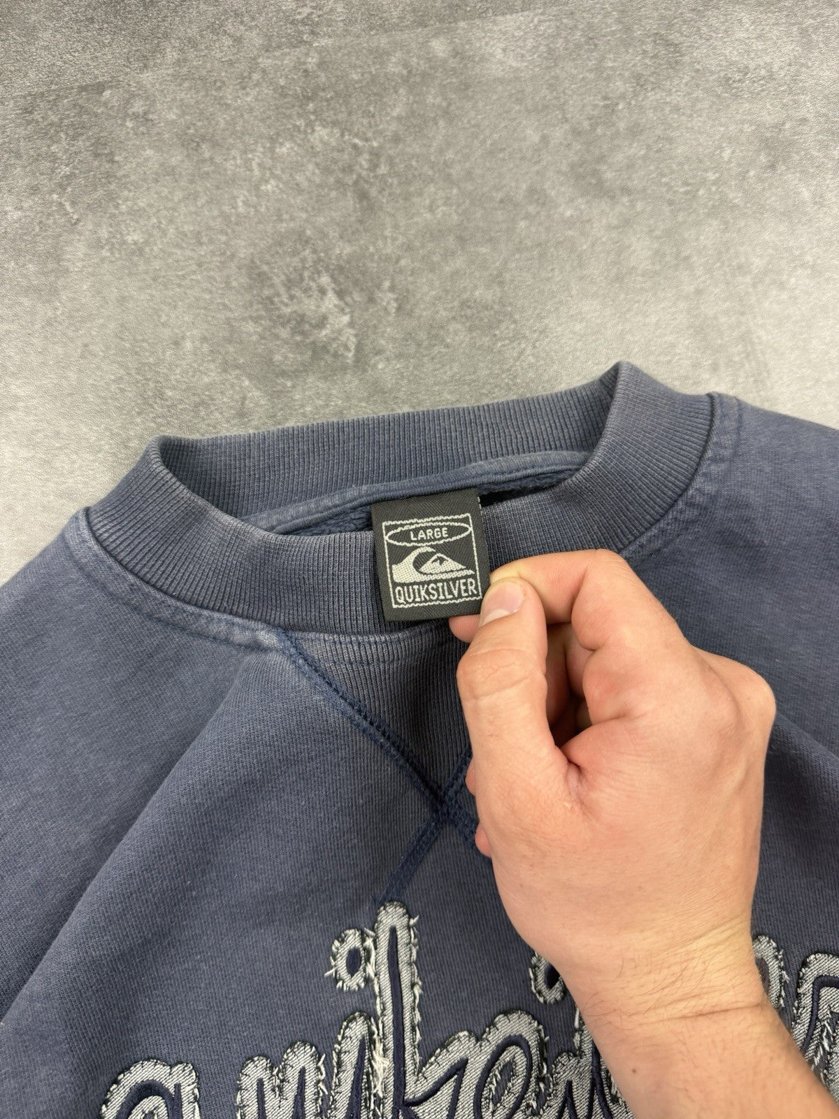 Vintage Quicksilver Sweatshirt 90s Y2k Surf Embroidered Logo Blue Size Large