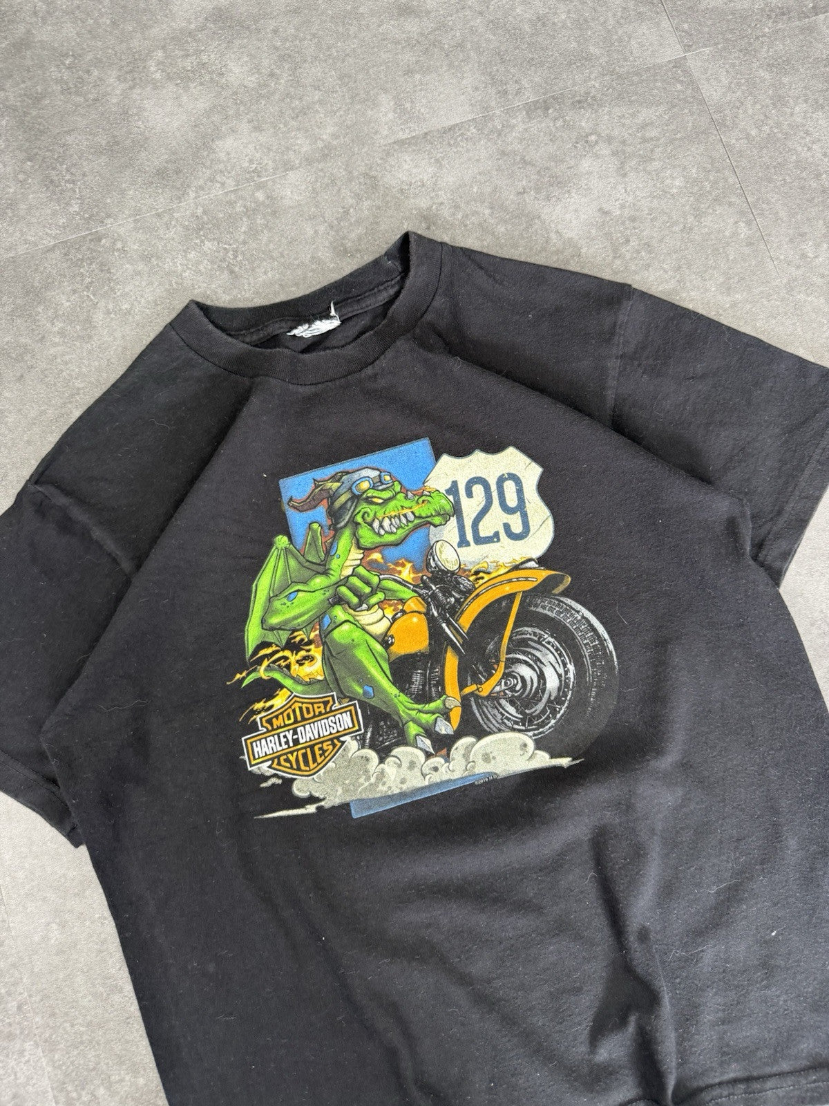 Vintage Harley Davidson T Shirt 90s Baby T Womens Dragon Biker Graphic Size S