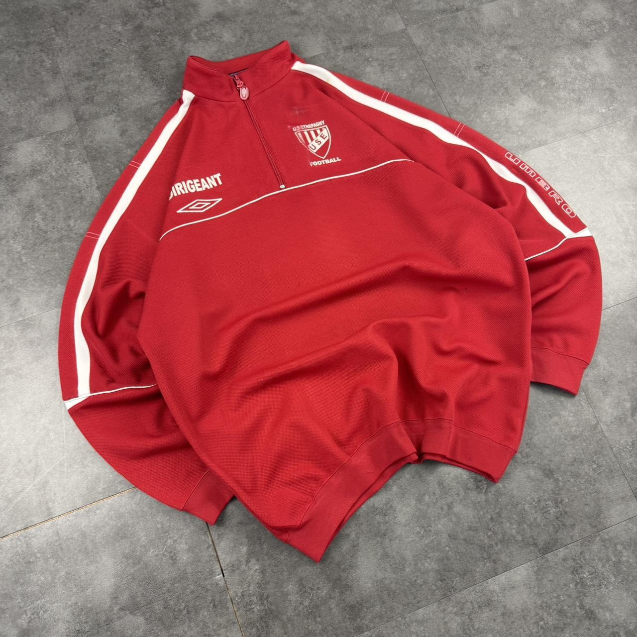 Vintage Umbro 2000s British sportwear big Logo classic embroidered 1/4 football sweatshirt