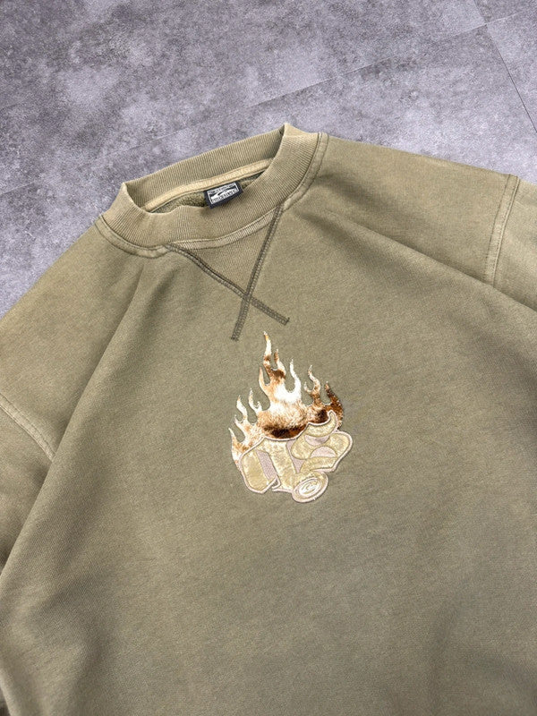Quiksilver 2000s Embroidered Spellout Sweatshirt Old English Surf Skate Grunge Print