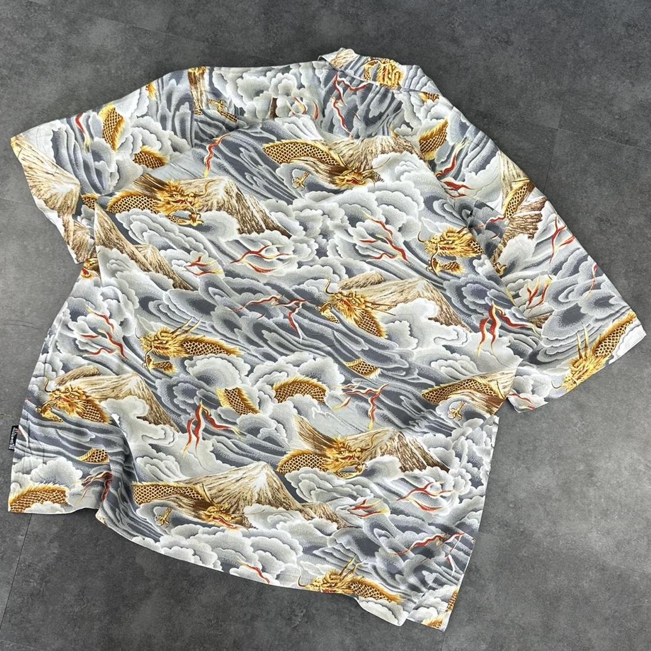 Dragonfly 2000s vintage 90s Y2K lightweight Summer racing button down bowling Shirt