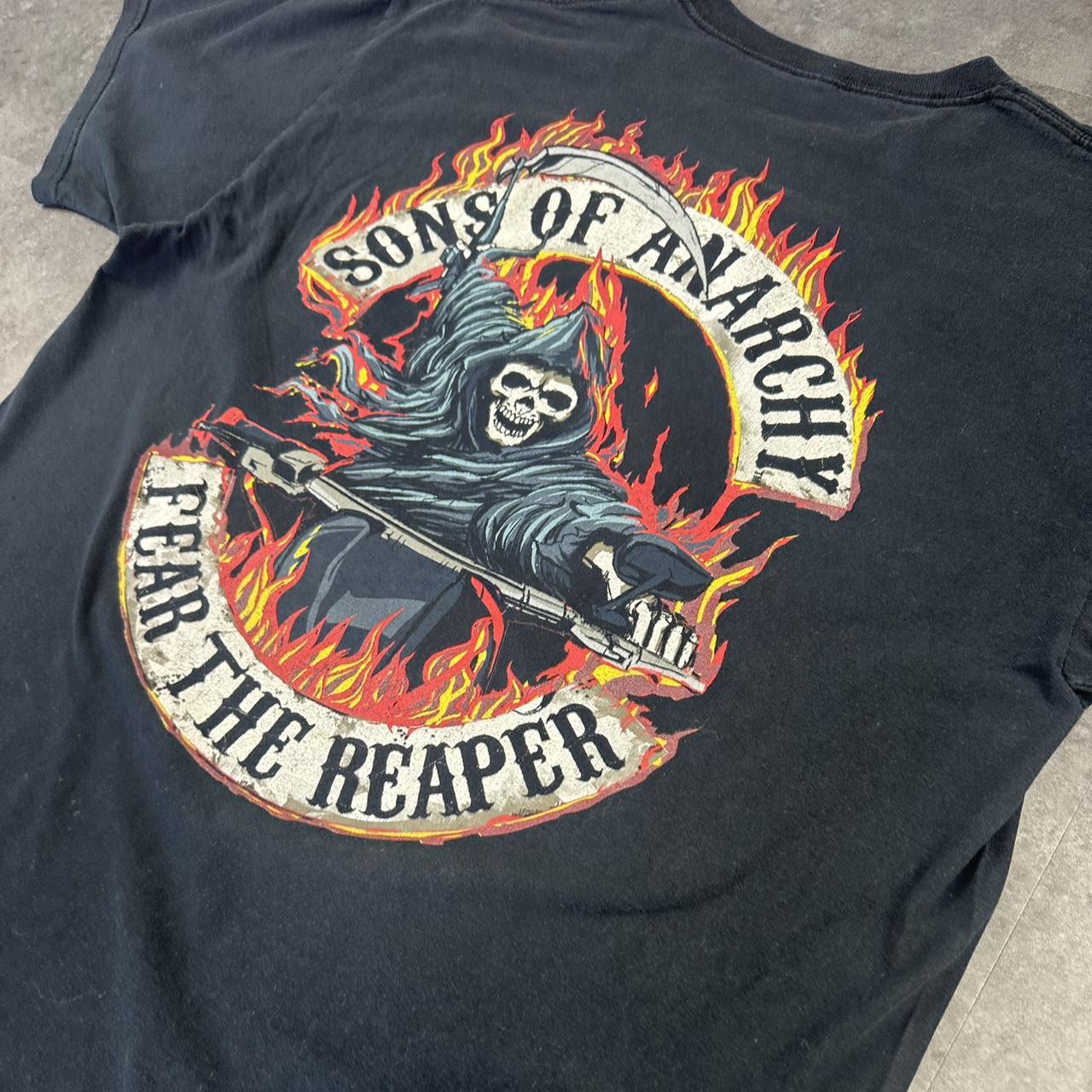 Sons of Anarchy T 2000s Print Fear the Reaper Logo design graphic T shirt