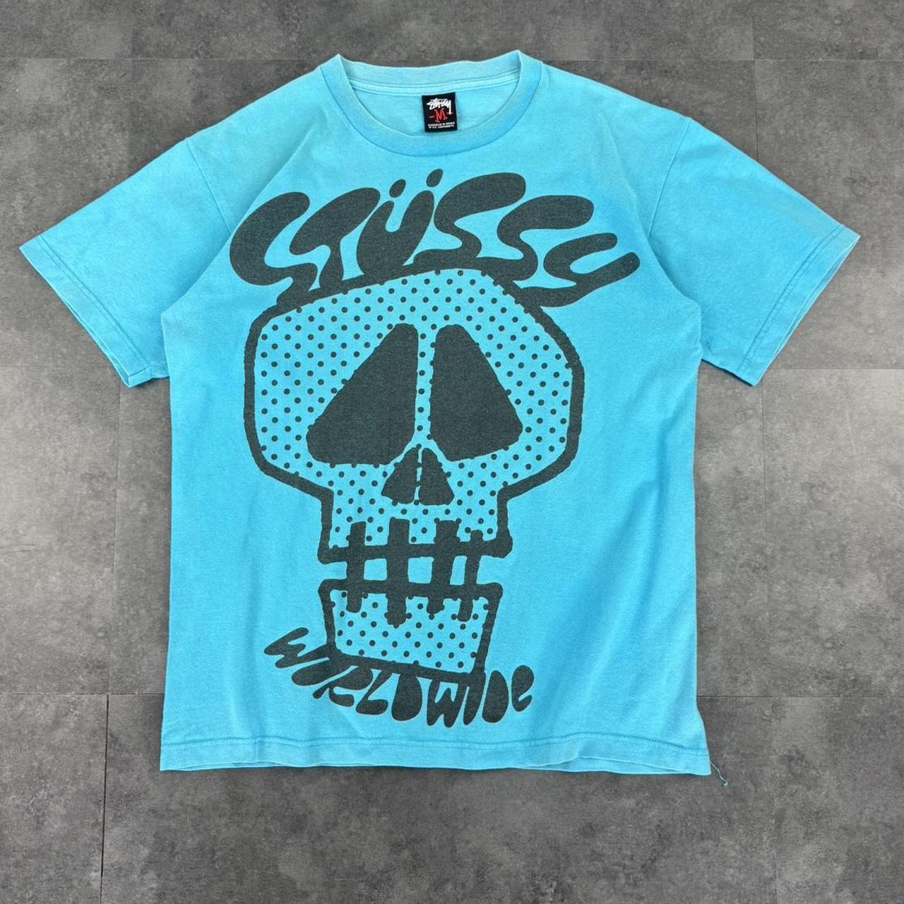 Stussy worldwide 2000s skull print Logo design graphic T shirt