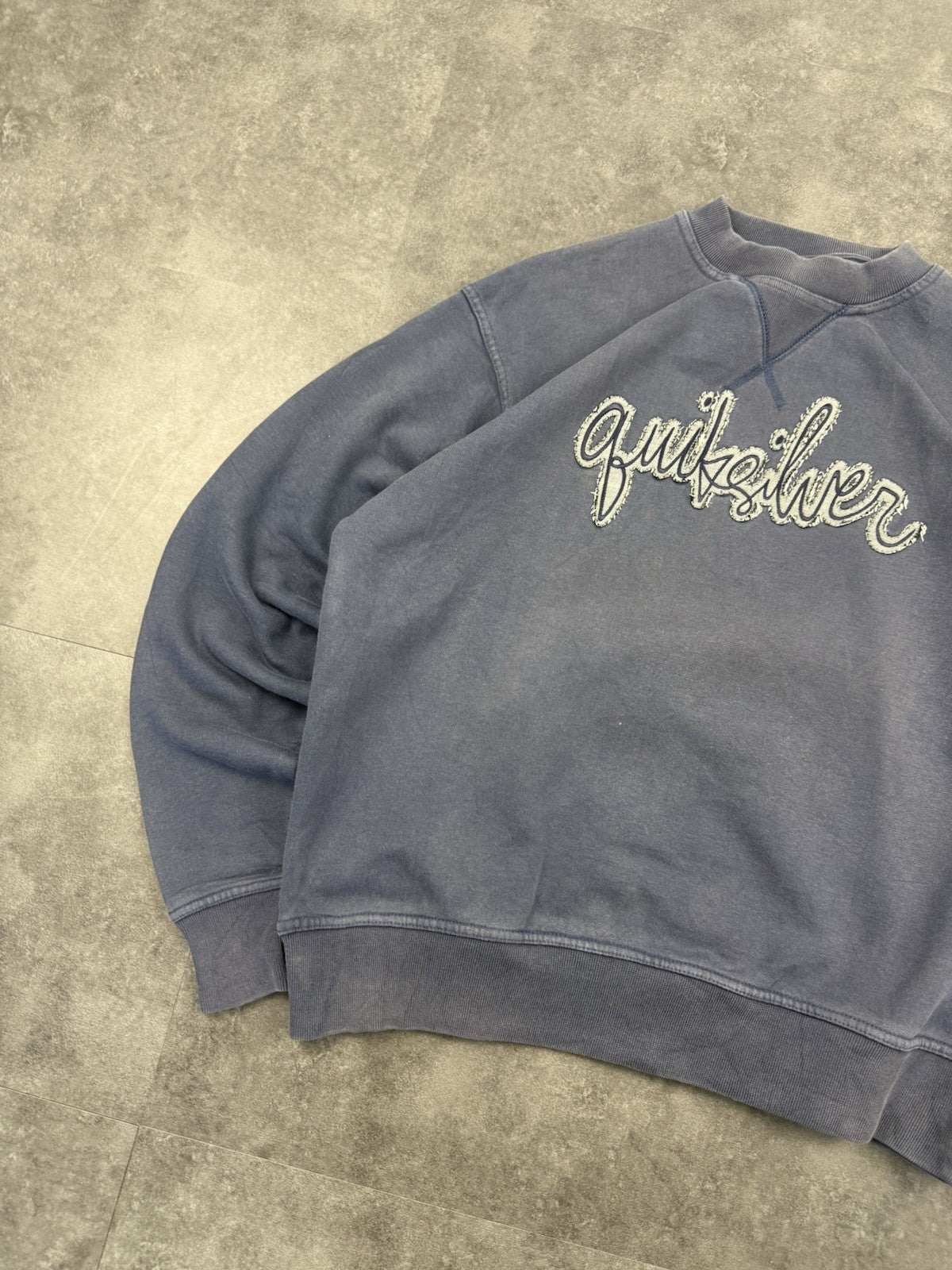 Vintage Quicksilver Sweatshirt 90s Y2k Surf Embroidered Logo Blue Size Large