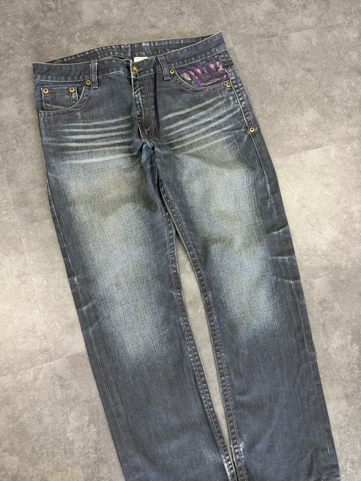 Two Angle 2000s Hip Hop Grunge Baggy Jeans 90s Y2K Vintage Skate Jeans 34W 33L