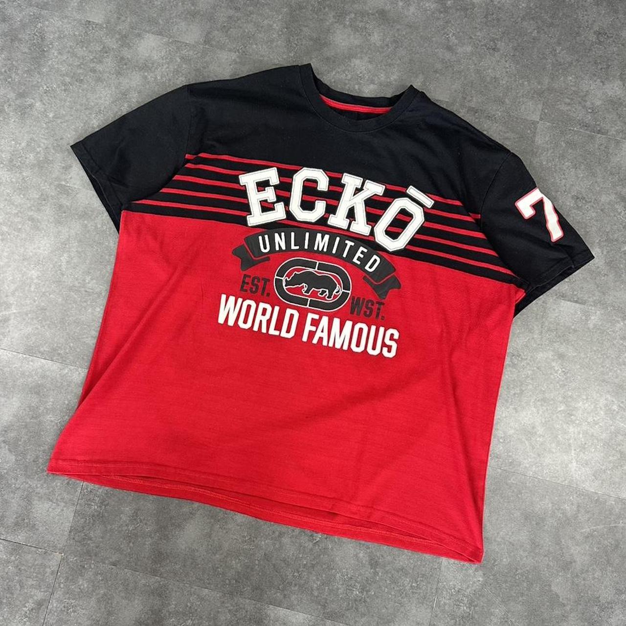 Ecko Unltd T 2000s Y2K logo print Jersey design graphic T shirt