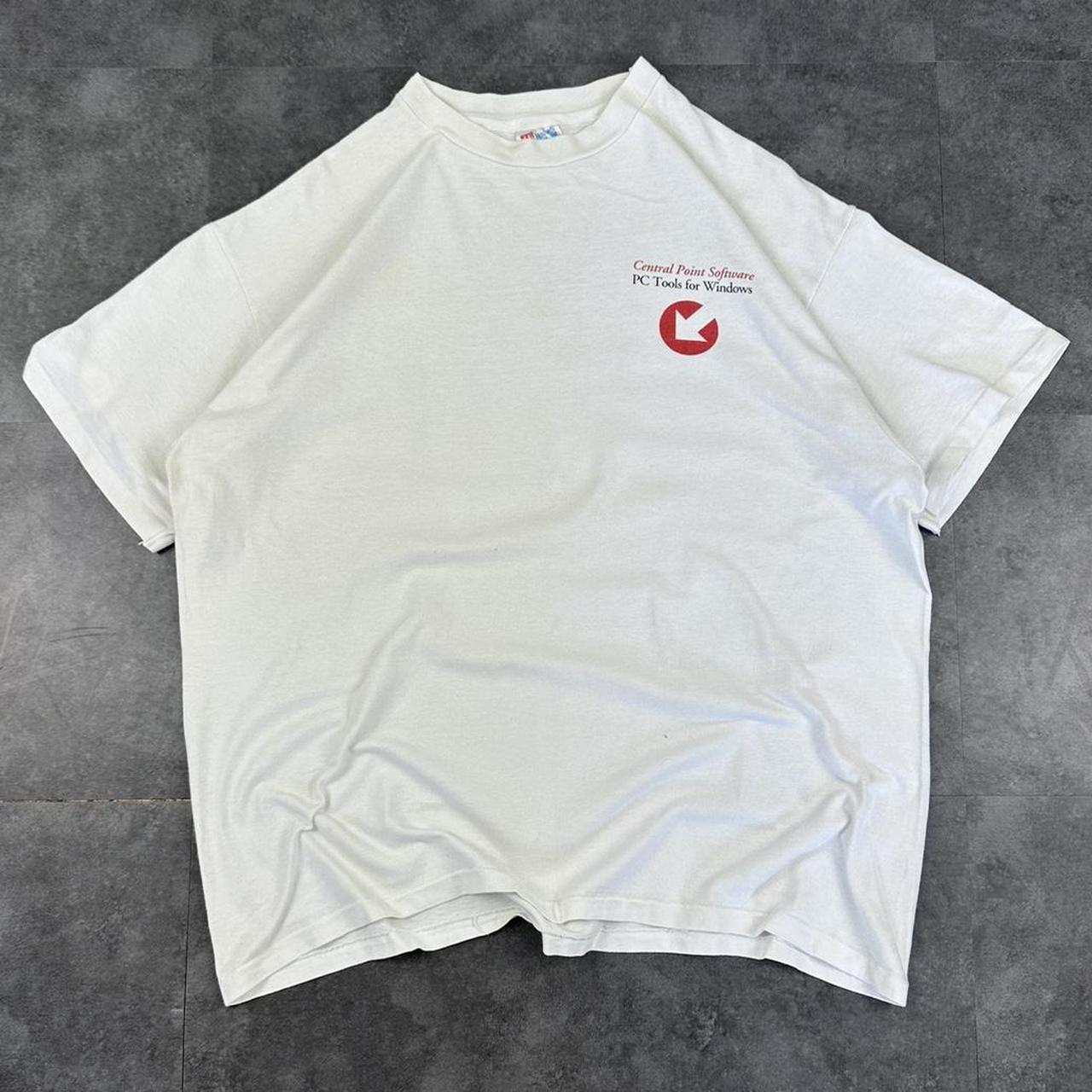 Hanes Beefy T 2000s cotton central point software graphic print spellout T shirt