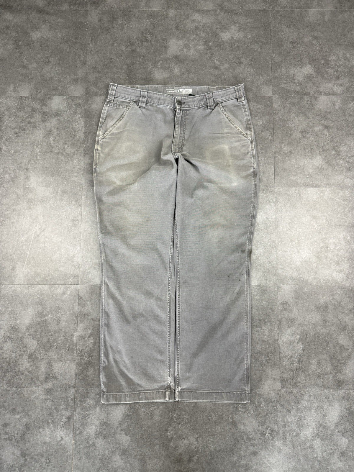 Vintage Carhartt Workwear Trousers Y2k 90s Cargo Pant Size 35w 30L Grey Mens