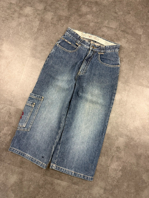 Savvy Denim 2000s Hiphop Graffiti Print Workwear Jorts cargo style Denim Shorts