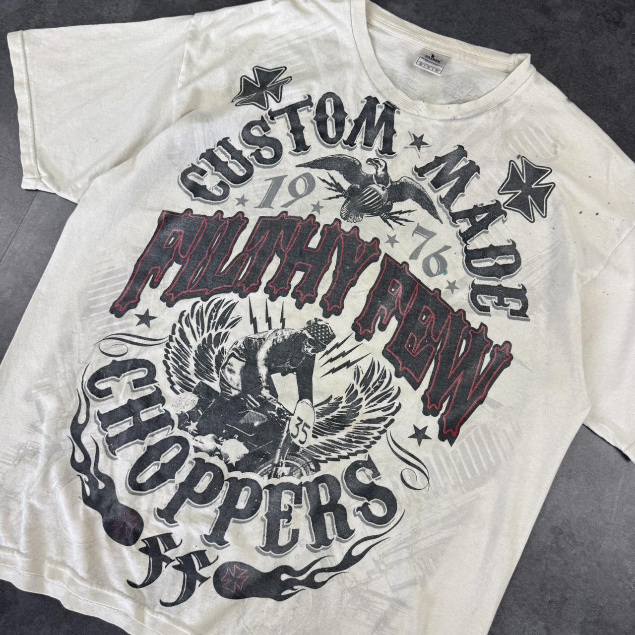 Filth Few Choppers 2000s biker grunge logo Print Logo graphic T shirt