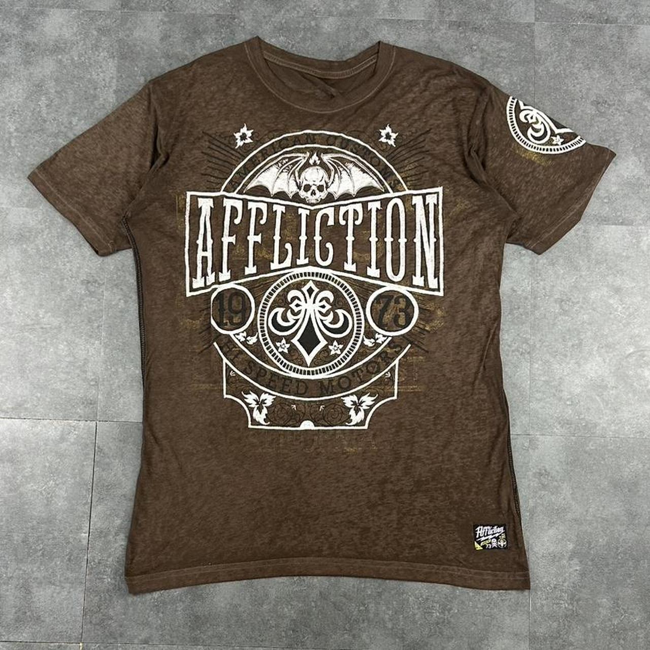 Affliction T 2000s Print Hi Speed Motors Tribal logo graphic T shirt