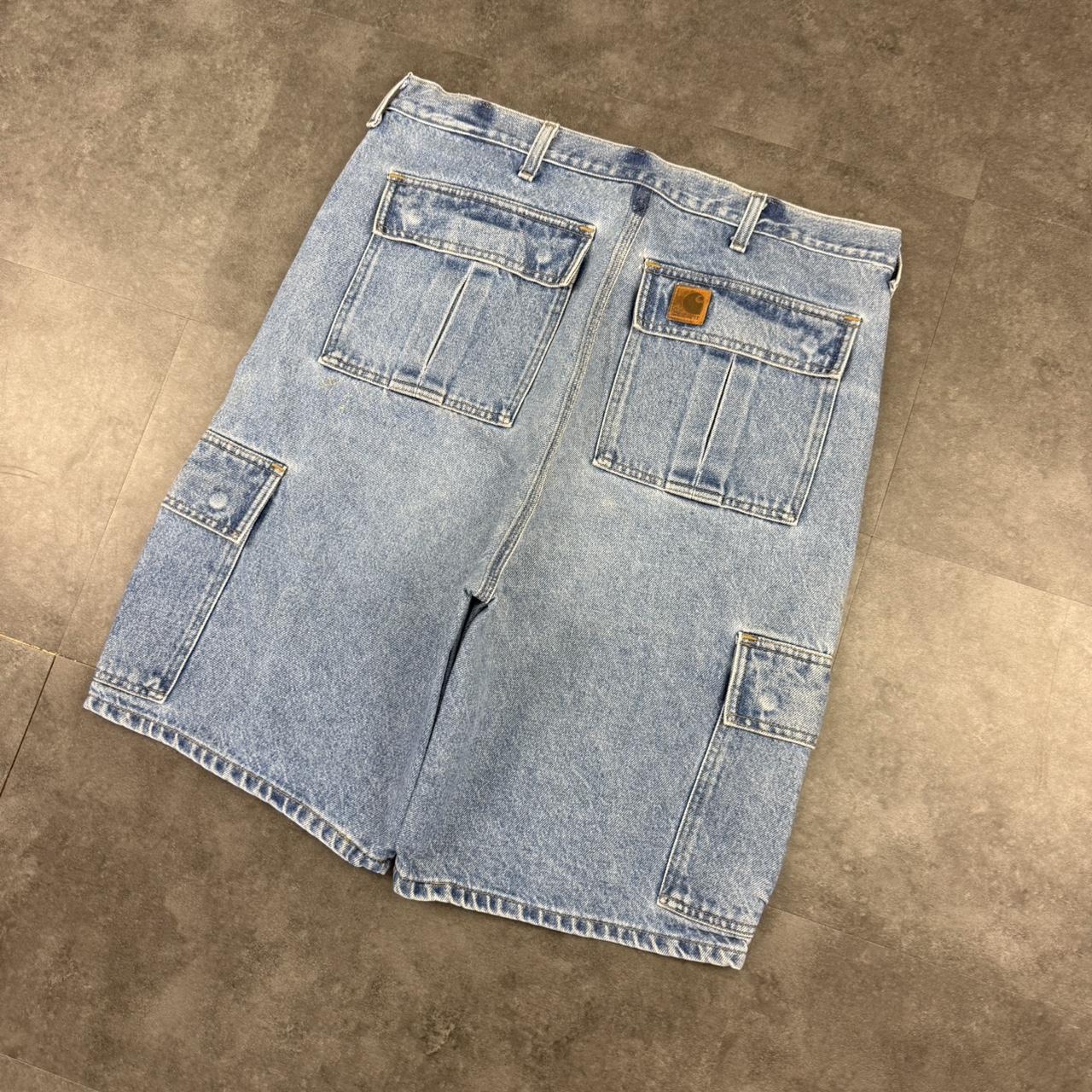 Carhartt 2000s dungaree workwear comfort fit denim shorts jorts