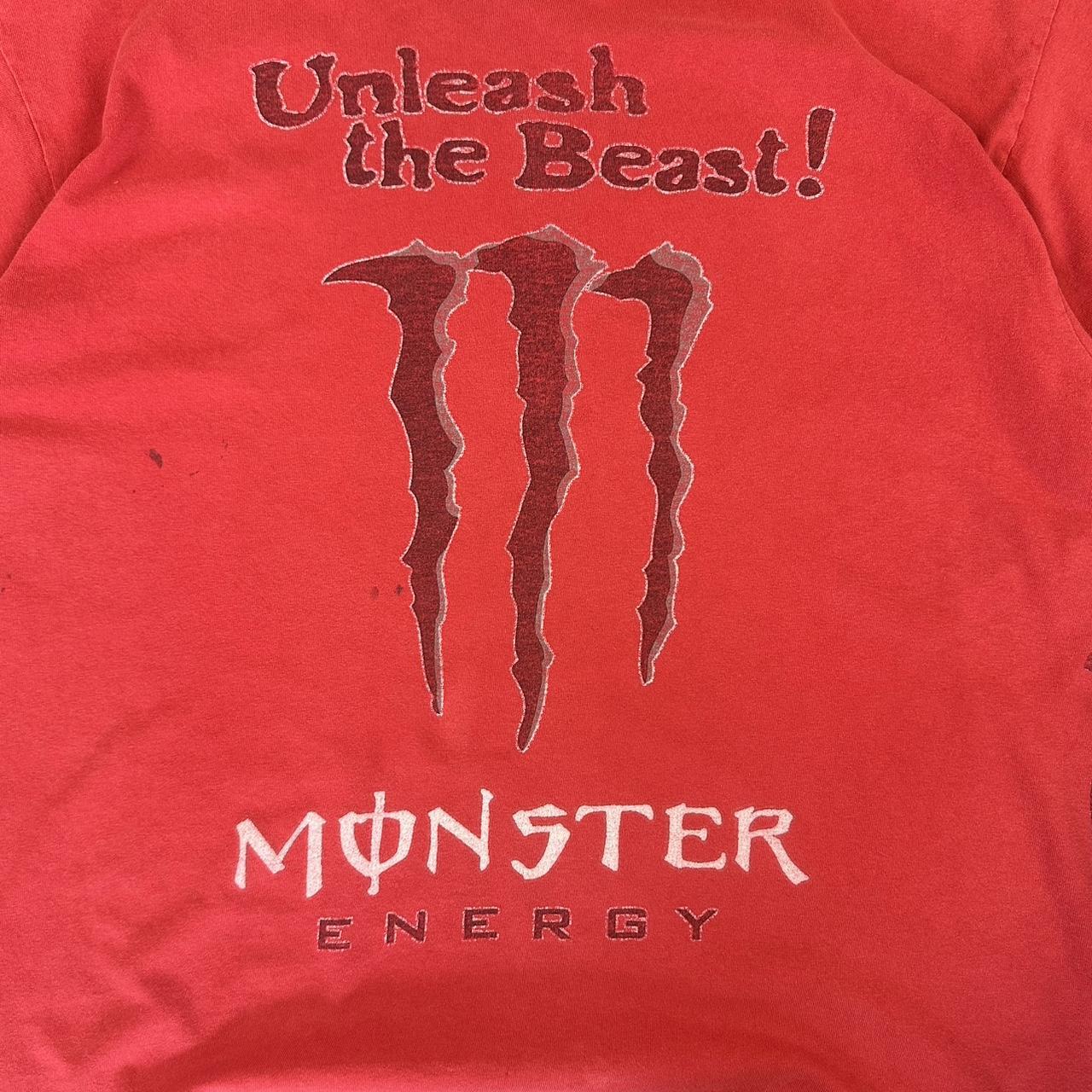 Fruit of The Loom x Monster Energy T 2000s Print Logo design graphic T shirt