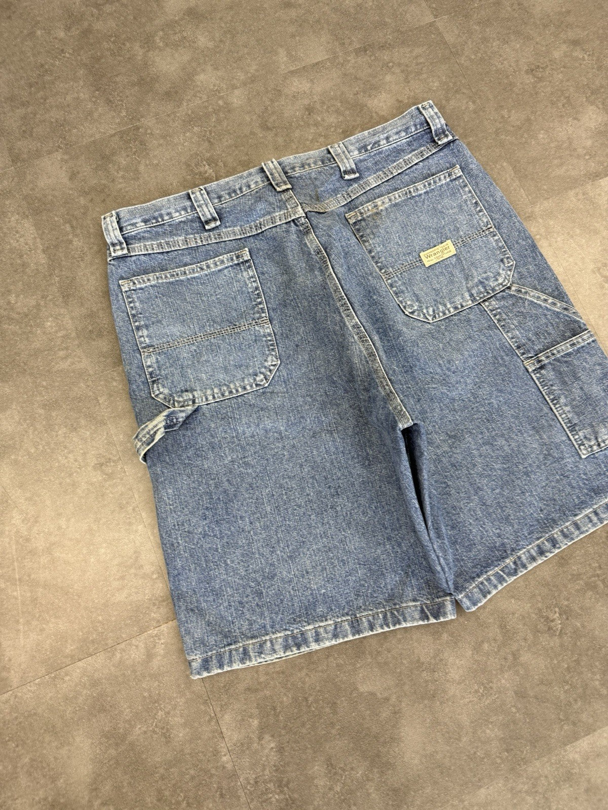 Wrangler Dungaree Vintage Baggy Carpenter 90s Y2K Denim Jorts Shorts Workwear 36