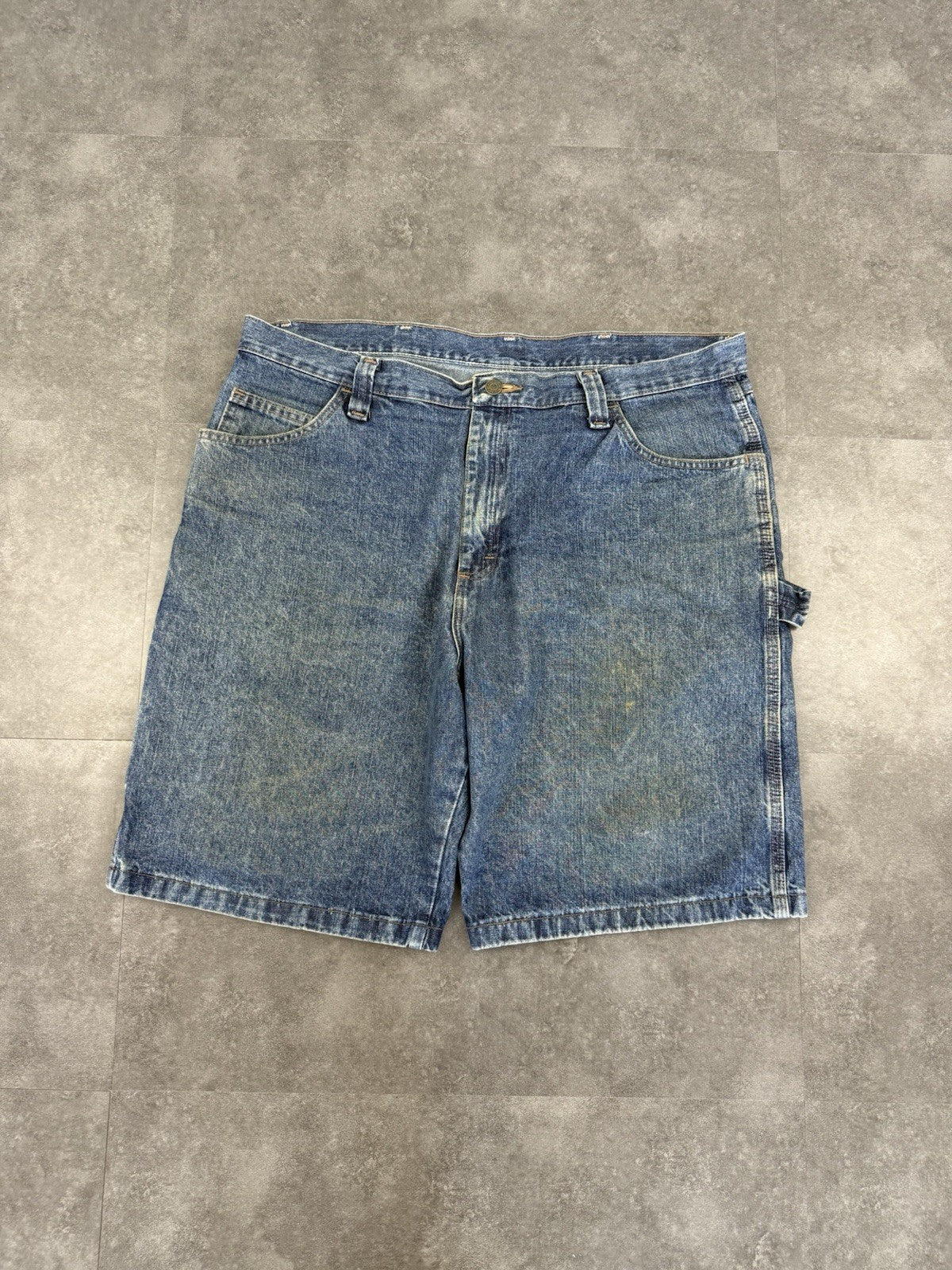 Wrangler Dungaree Vintage Baggy Carpenter 90s Y2K Denim Jorts Shorts Workwear 36