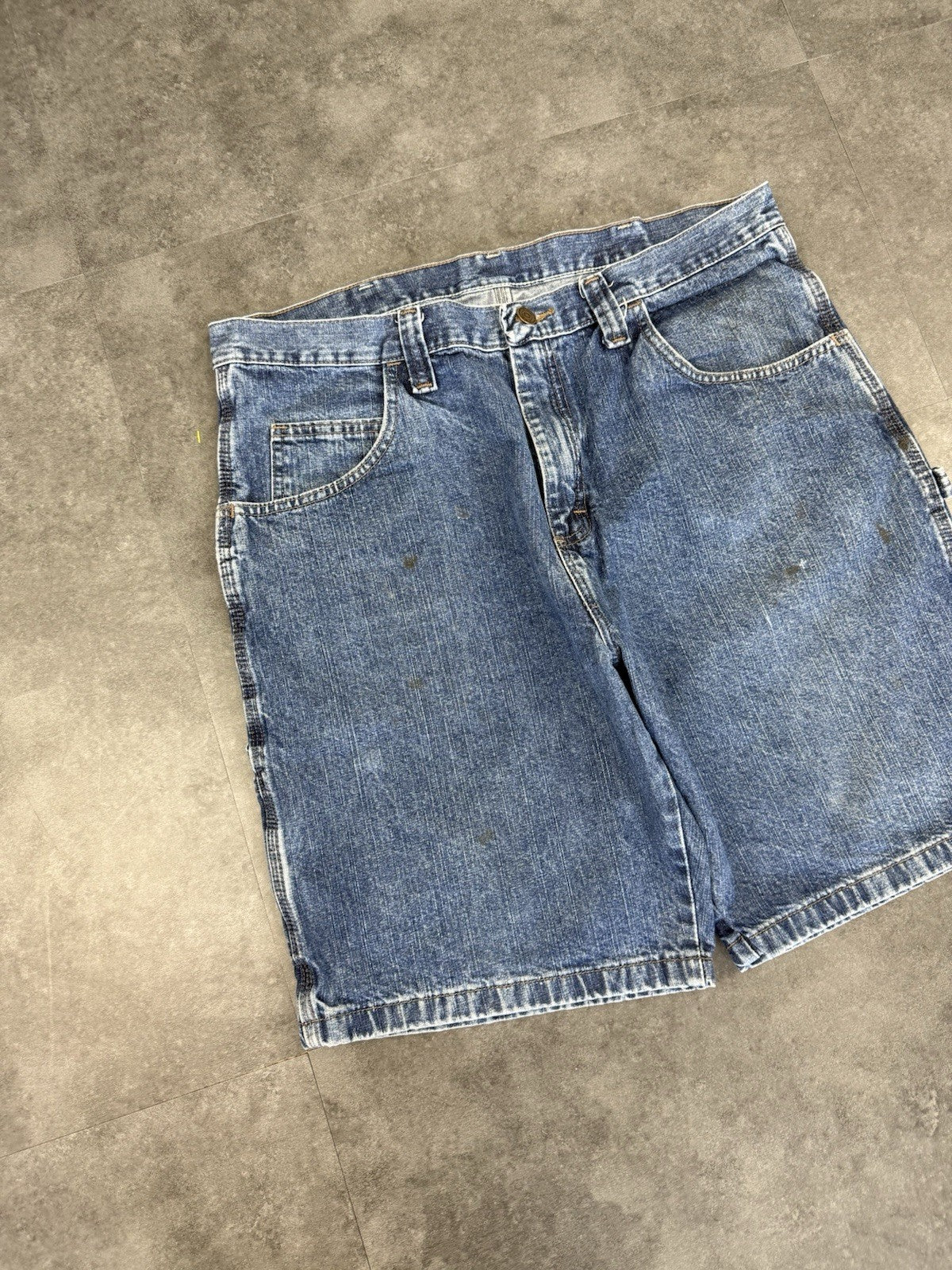 Wrangler Dungaree Vintage Baggy Carpenter 90s Y2K Denim Jorts Shorts Workwear 36