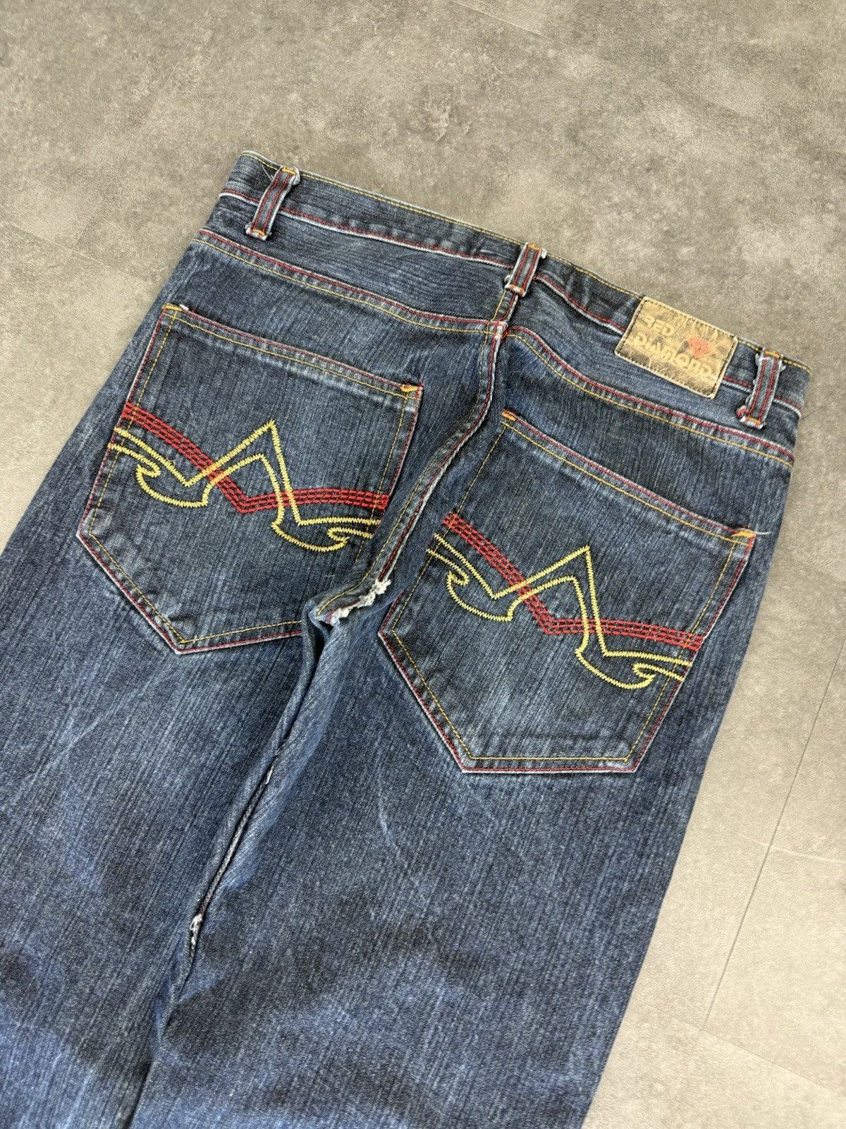 Red Diamond 2000s Hip Hop Grunge Baggy Jeans 90s Y2K Vintage Skate Jeans 36W 32L