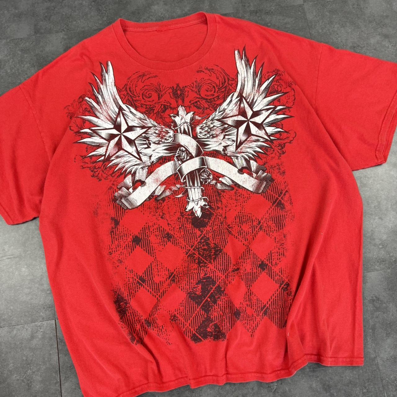 Affliction style 2000s grunge gothic Print Logo graphic T shirt