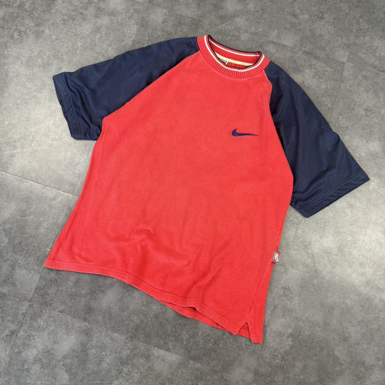 Nike vintage 90s basketball style mesh sleeve embroidered T shirt