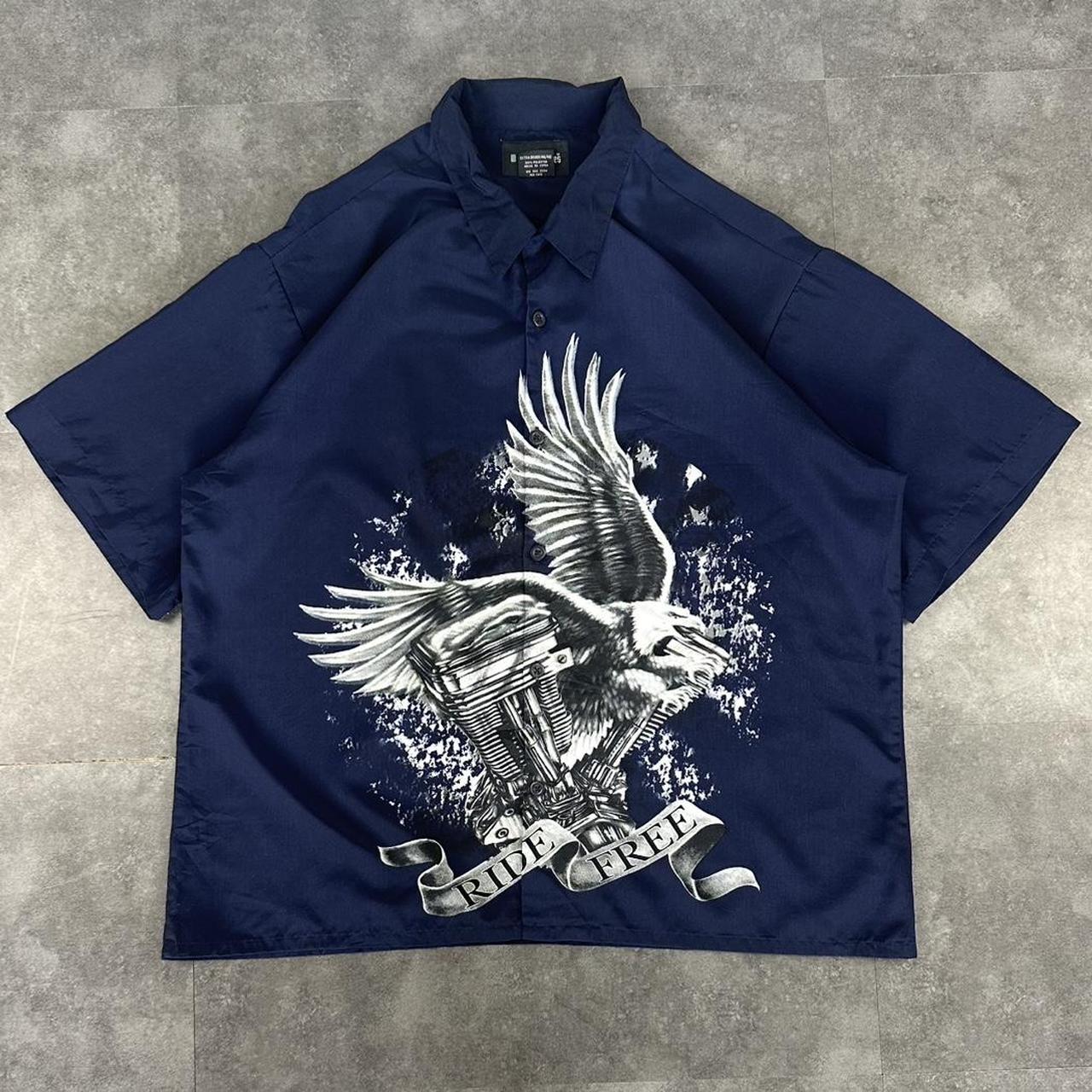 No boundaries 2000s vintage 90s Y2K lightweight Summer racing button down bowling Shirt
