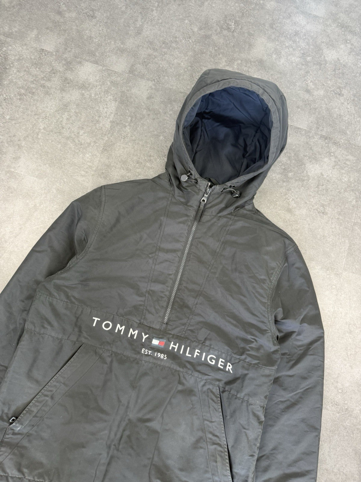 Tommy Hilfiger Padded Windbreaker Half Zip Water Resistant Hoodie Jacket
