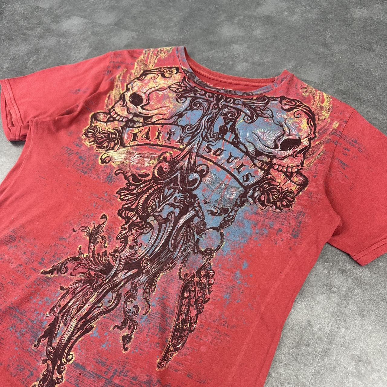 Anthem of Rock T 2000s Y2K logo Fire Skulls print Grunge design