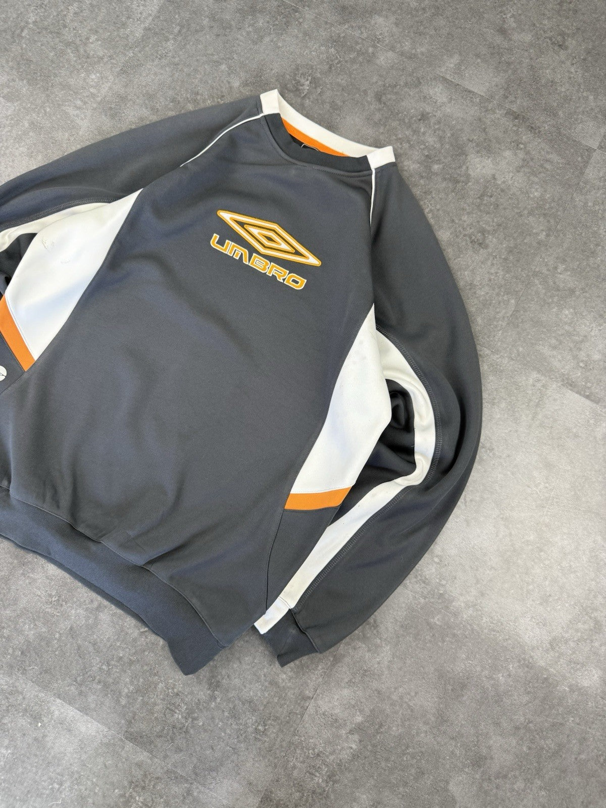 Umbro Vintage Spellout 2 Tone Training Sweatshirt 90s Sportswear Football Size S