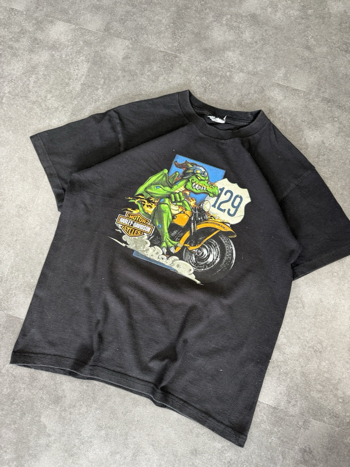 Vintage Harley Davidson T Shirt 90s Baby T Womens Dragon Biker Graphic Size S