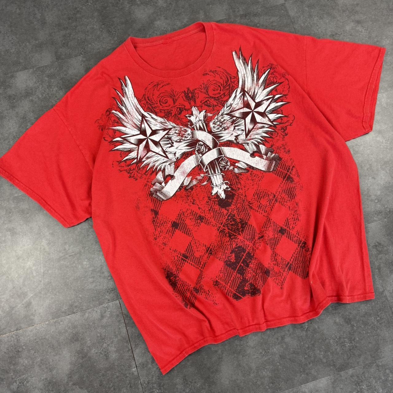 Affliction style 2000s grunge gothic Print Logo graphic T shirt