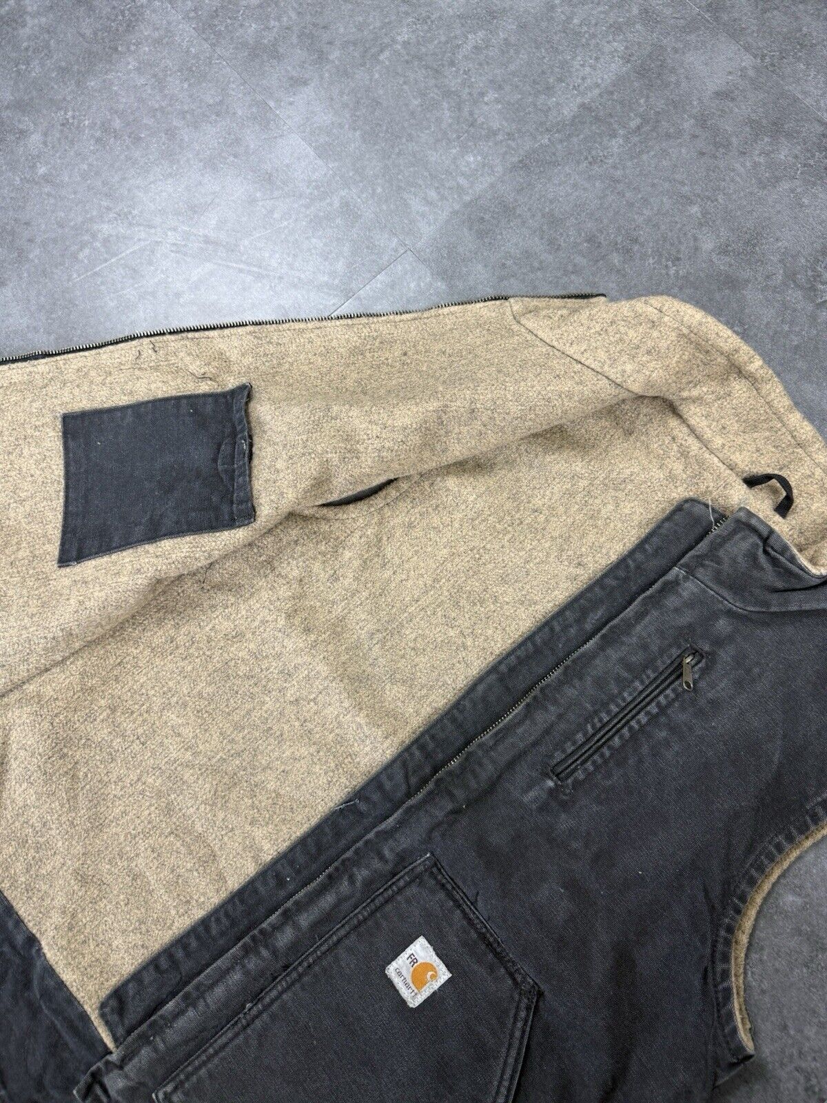 Carhartt Gilet Vest Black Fleece Sherpa Lined Chore Workwear Womens Jacket S