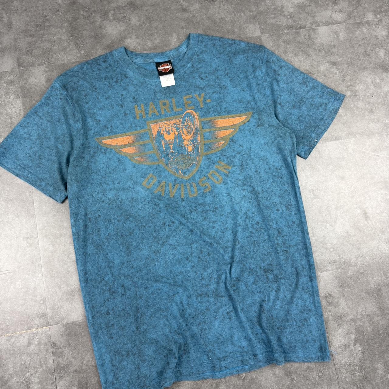 Harley Davidson 2000s biker motorcycle logo Spellout graphic T shirt