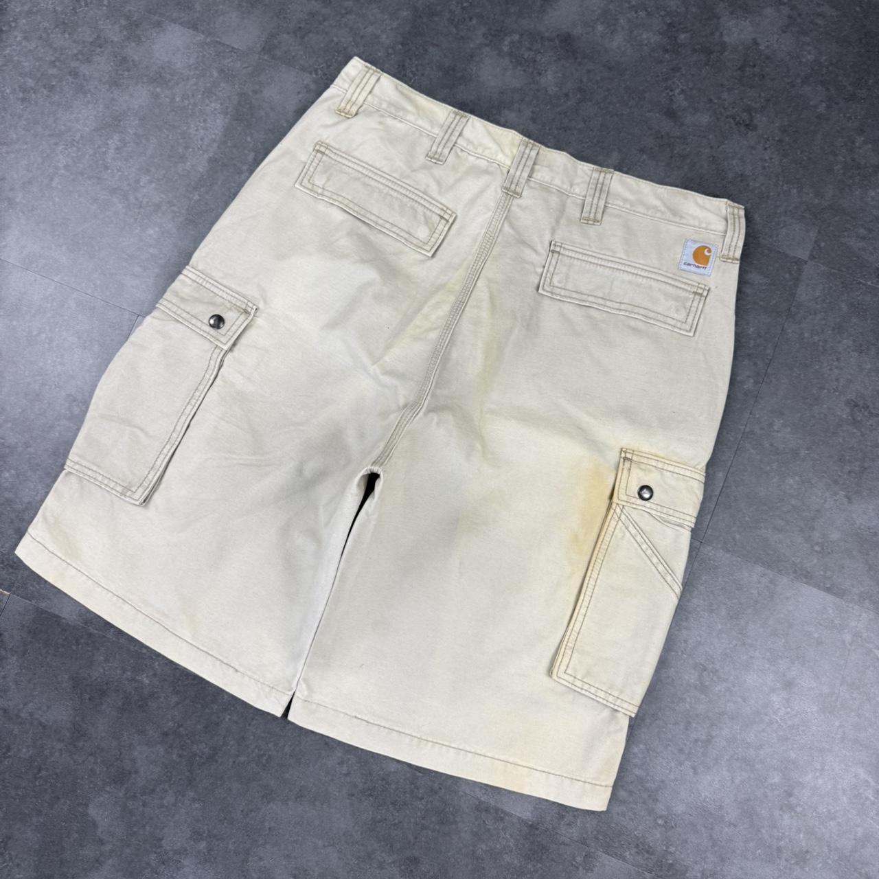 Carhartt 2000s carpenter Bermuda check dungaree workwear comfort fit cargo shorts