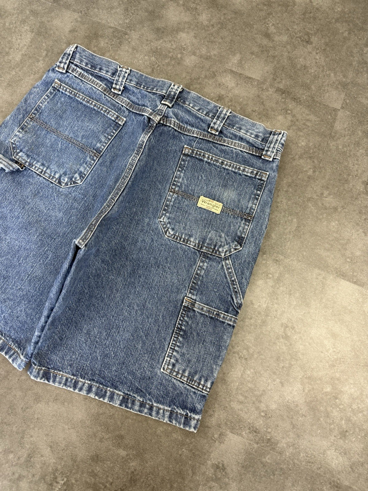Wrangler Dungaree Vintage Baggy Carpenter 90s Y2K Denim Jorts Shorts Workwear 36