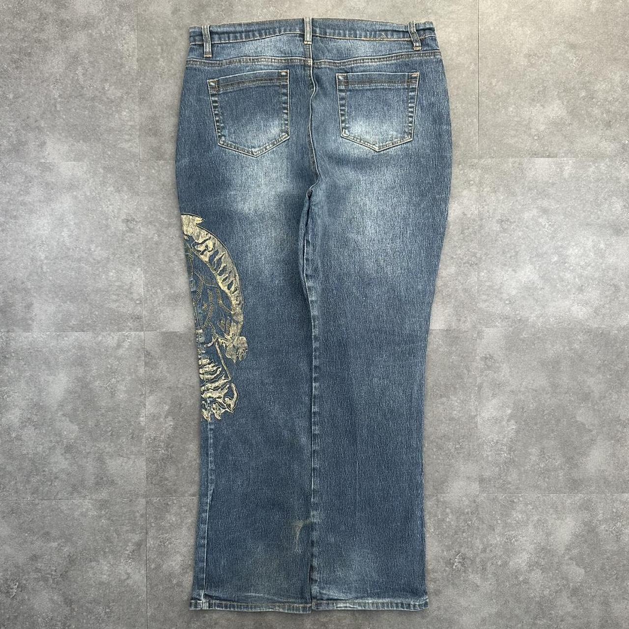 Japanese style hiphop 2000s embroidered jeans