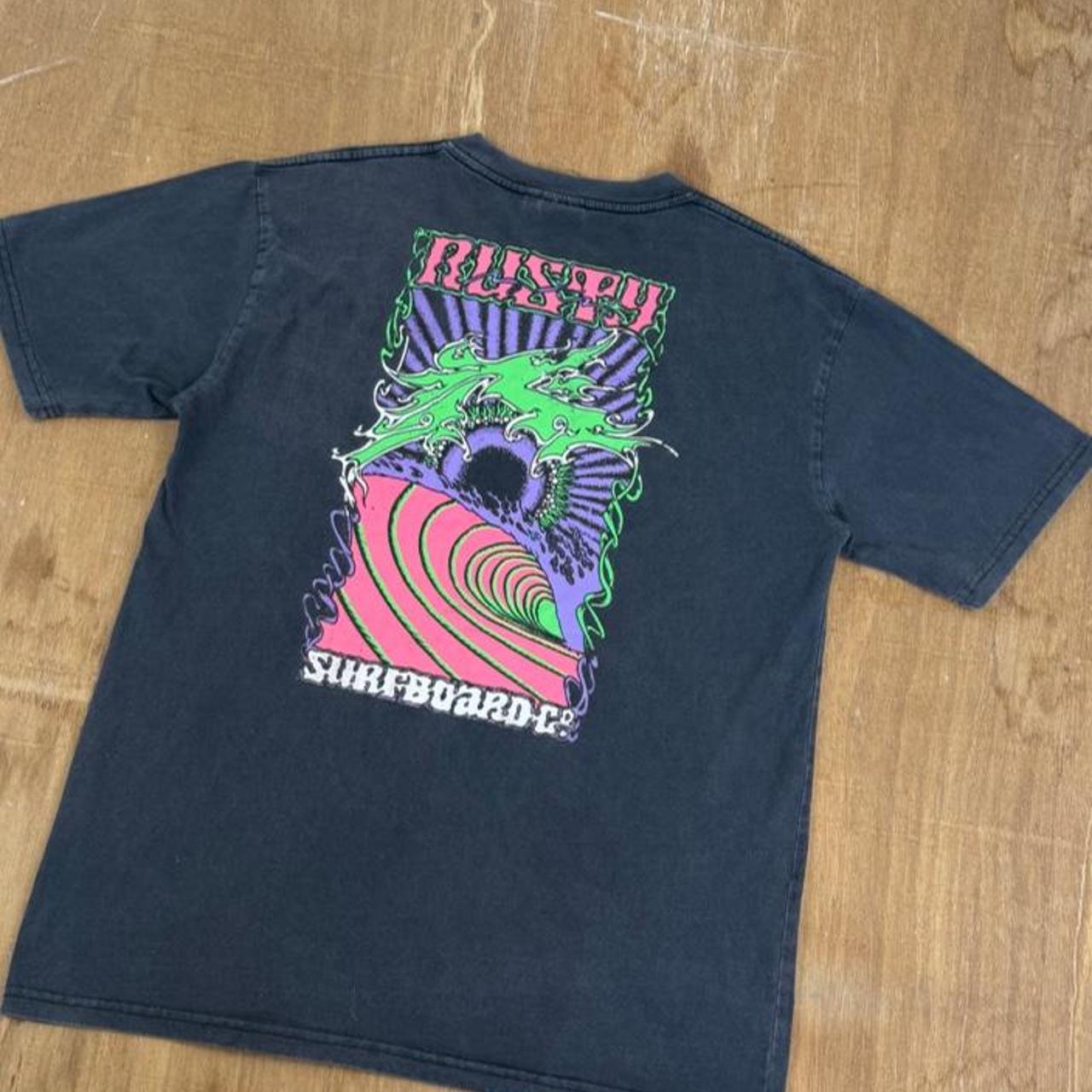 Rusty surfboard gothic Surfwear black and purple Y2K T Shirt