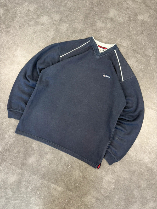 Ellesse 90s Vintage Sweatshirt y2k Embroidered Sweatshirt V Neck