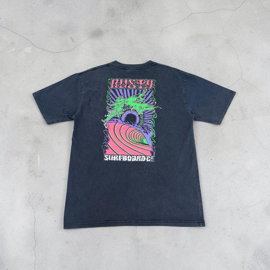 Rusty surfboard gothic Surfwear black and purple Y2K T Shirt