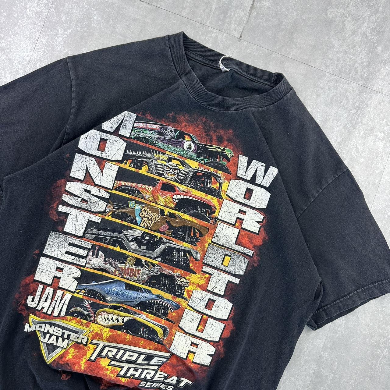 Monster Jam world tour 2000s spell out t shirt