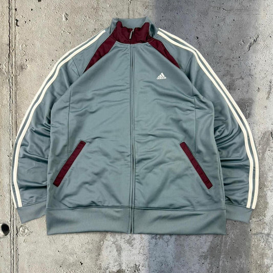 Vintage Adidas 2008 spellout embroidered logo sportswear three stripe track jacket