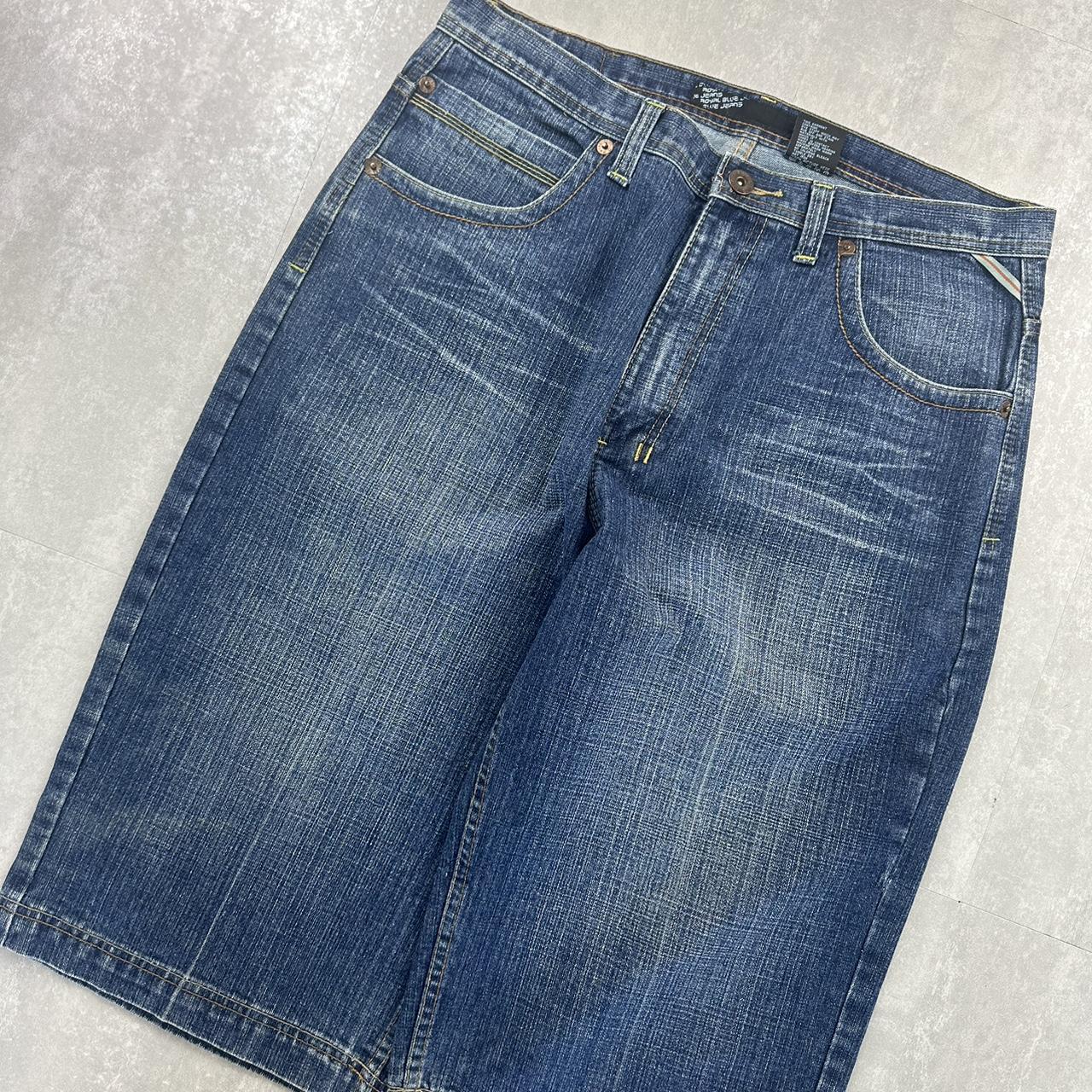 Royal Blue Grunge 2000s spellout carpenter style jorts