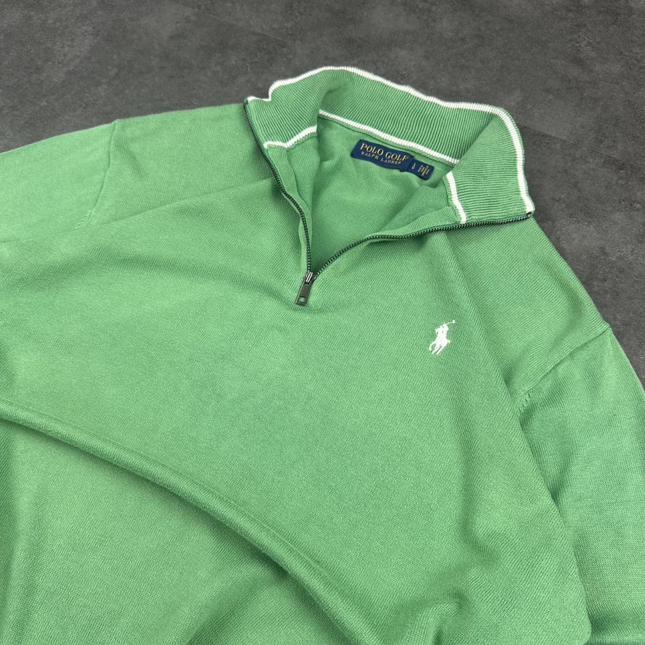 Polo Golf Ralph Lauren 90s chunky knit green pullover knit quarter 1/4 zip jumper