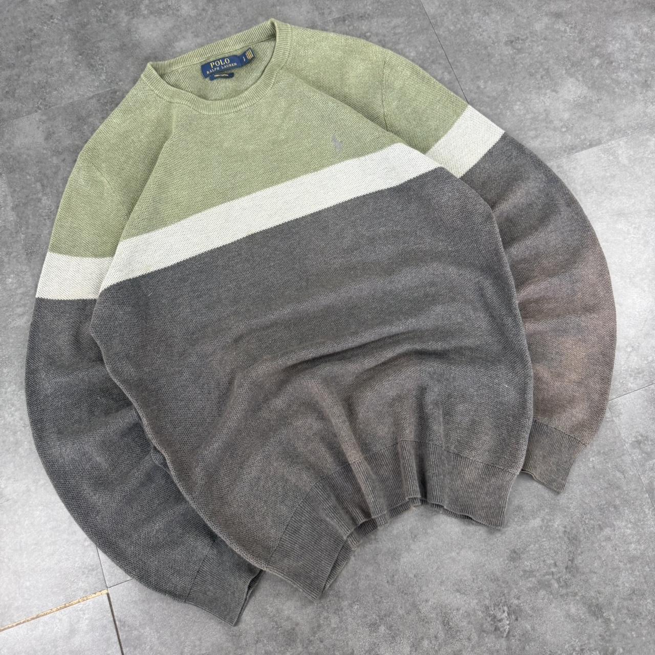 Polo Ralph Lauren 90s Sun bleached two tone Style knit Sweatshirt