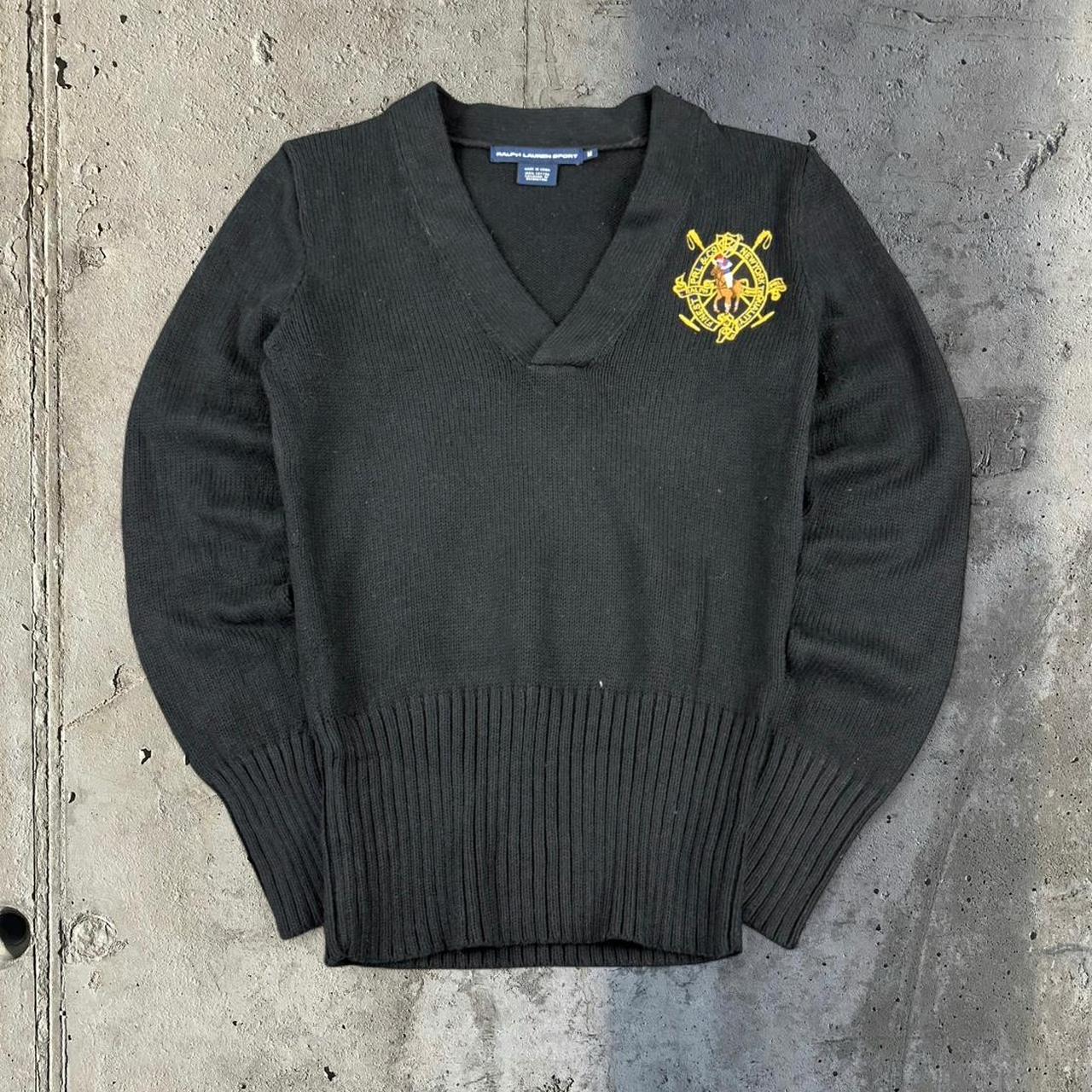 Polo Ralph Lauren 90s chunky knit big crest v-neck jumper