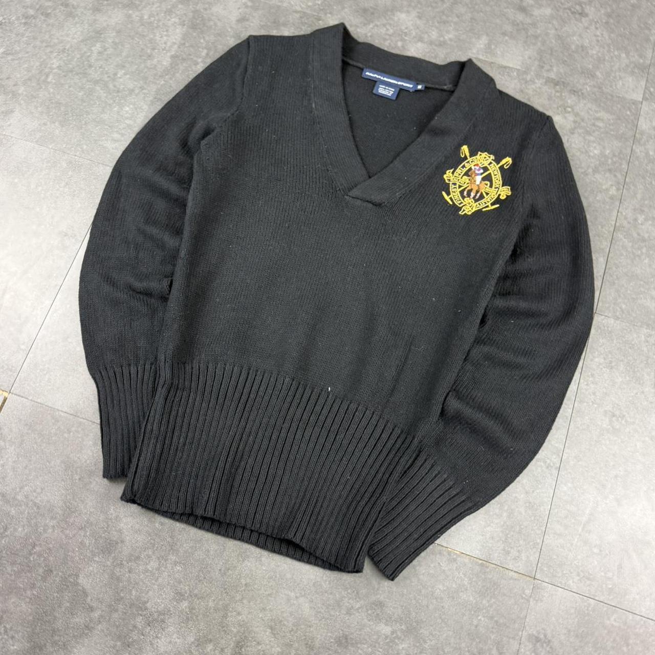 Polo Ralph Lauren 90s chunky knit big crest v-neck jumper