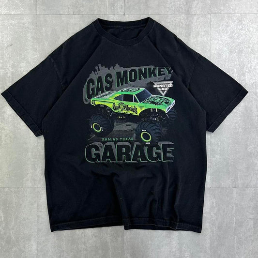 Gas Monkey monster truck 2000s spell out t shirt