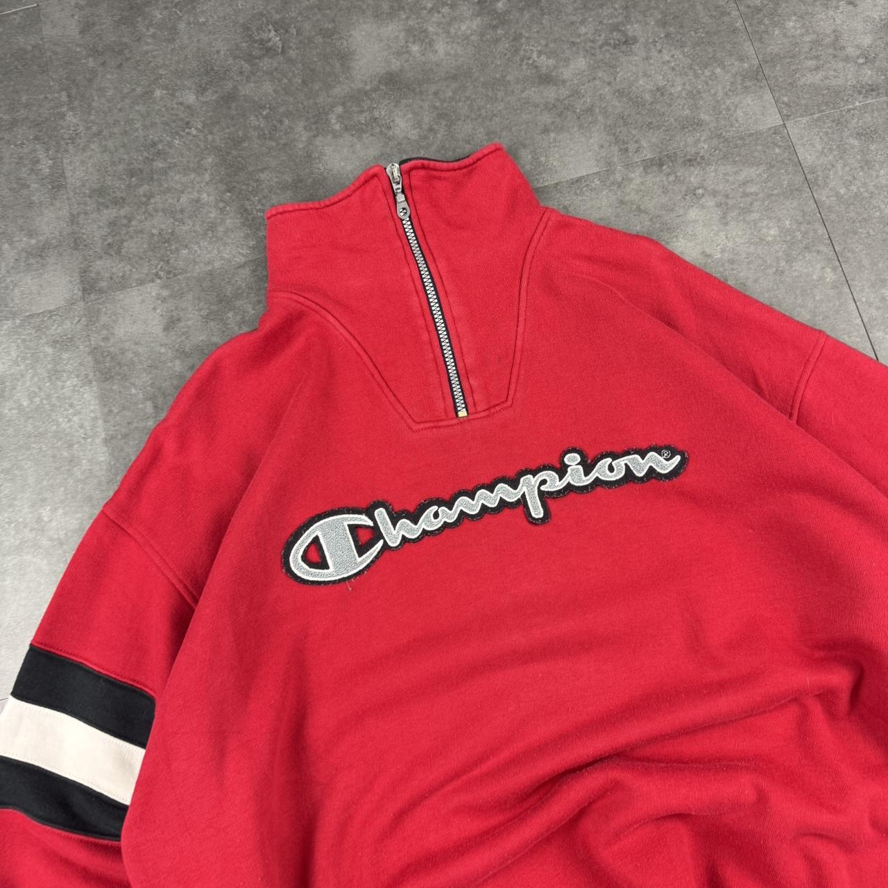 Champion 1/4 zip 2000s vintage sportwear big Logo embroidered zip up sweatshirt