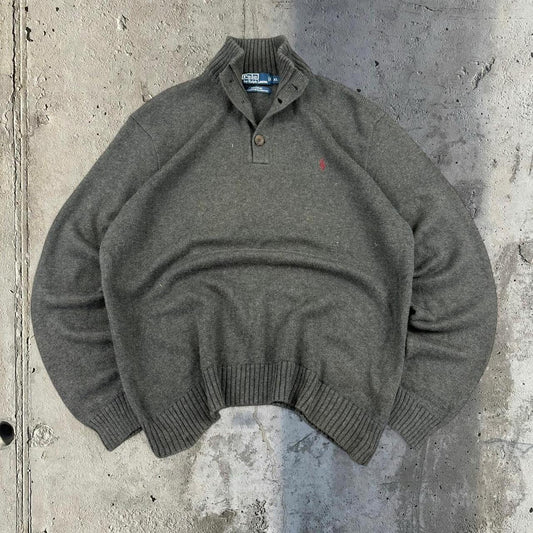 Polo Ralph Lauren 90s chunky knit 1/4 button jumper