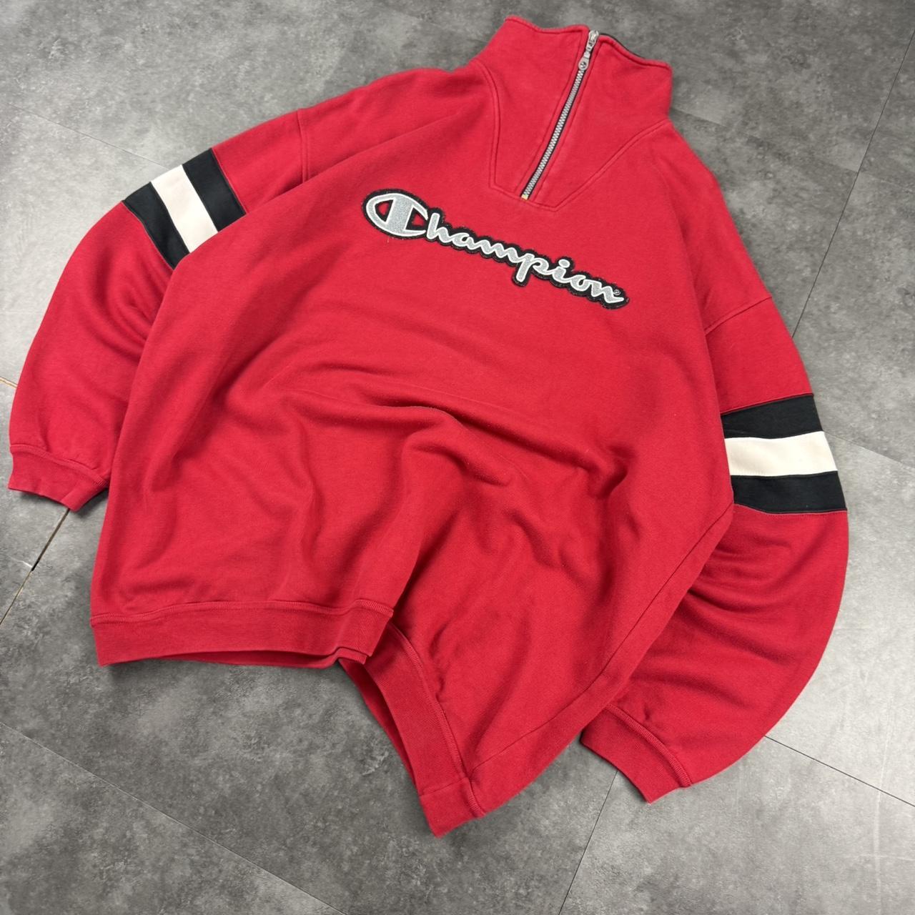 Champion 1/4 zip 2000s vintage sportwear big Logo embroidered zip up sweatshirt