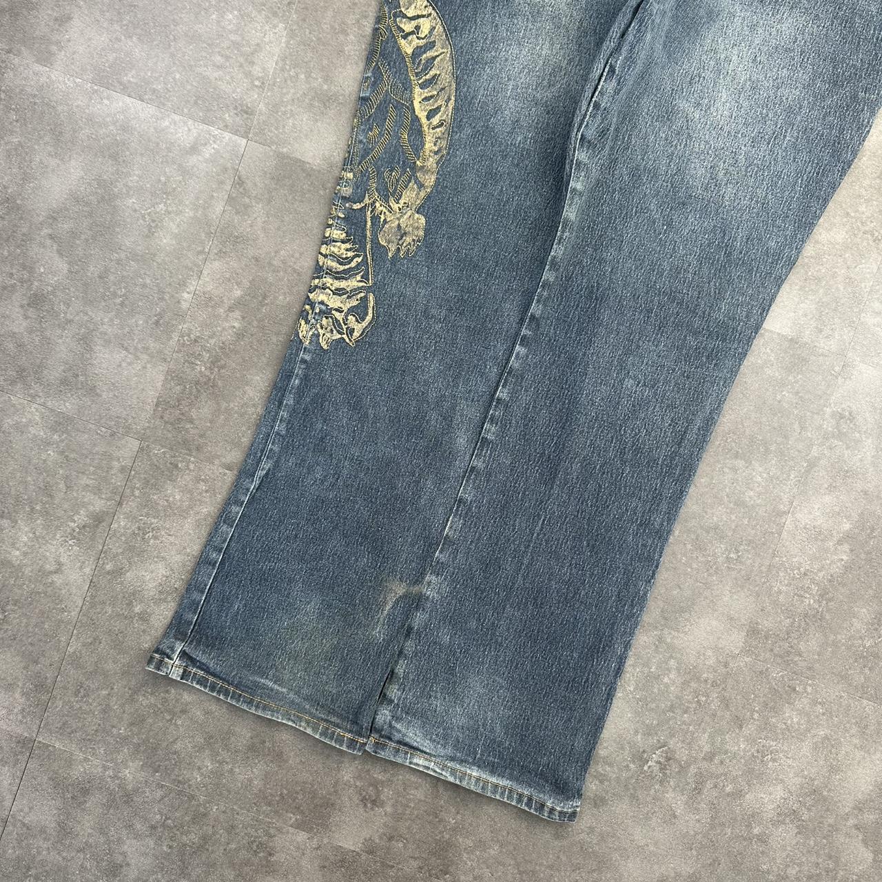 Japanese style hiphop 2000s embroidered jeans