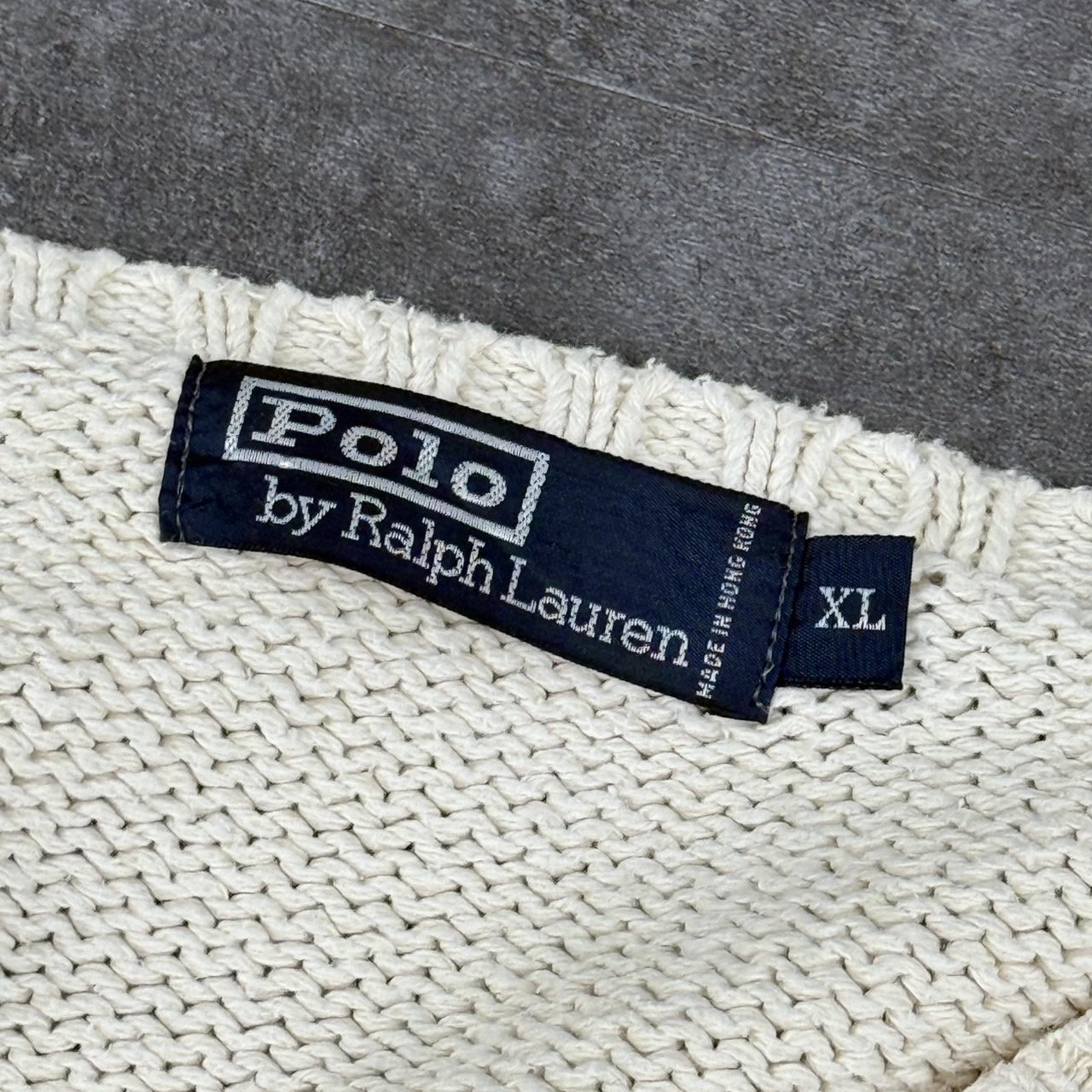 Polo Ralph Lauren 90s chunky knit heavyweight blue v neck jumper